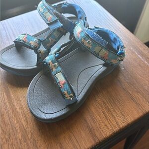 Teva Kids Teal Blue Patterned Adjustable Strap Sandals